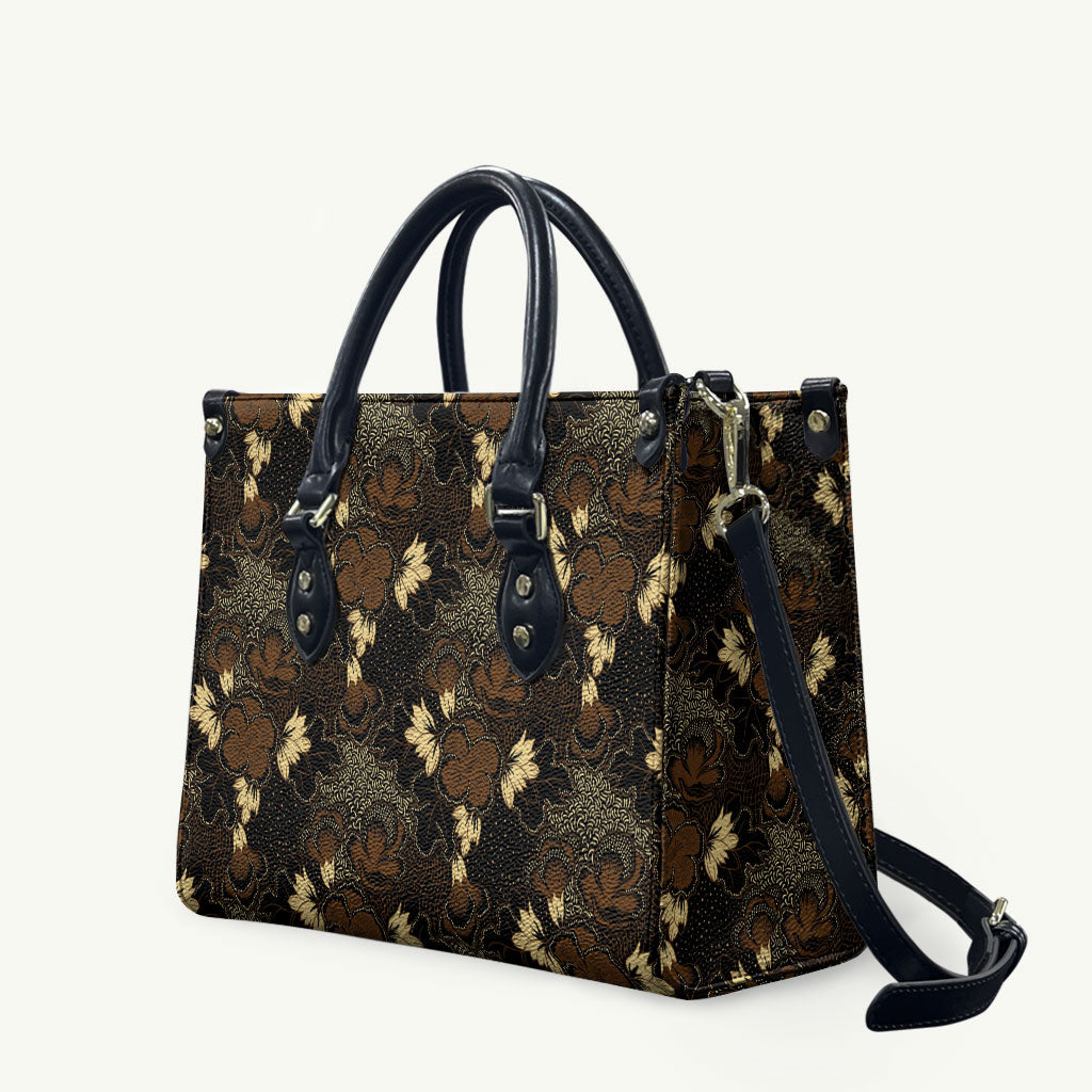 Javanese Batik Semen Leather Bag Indonesian Traditional Pattern LT01 Black - Polynesian Pride