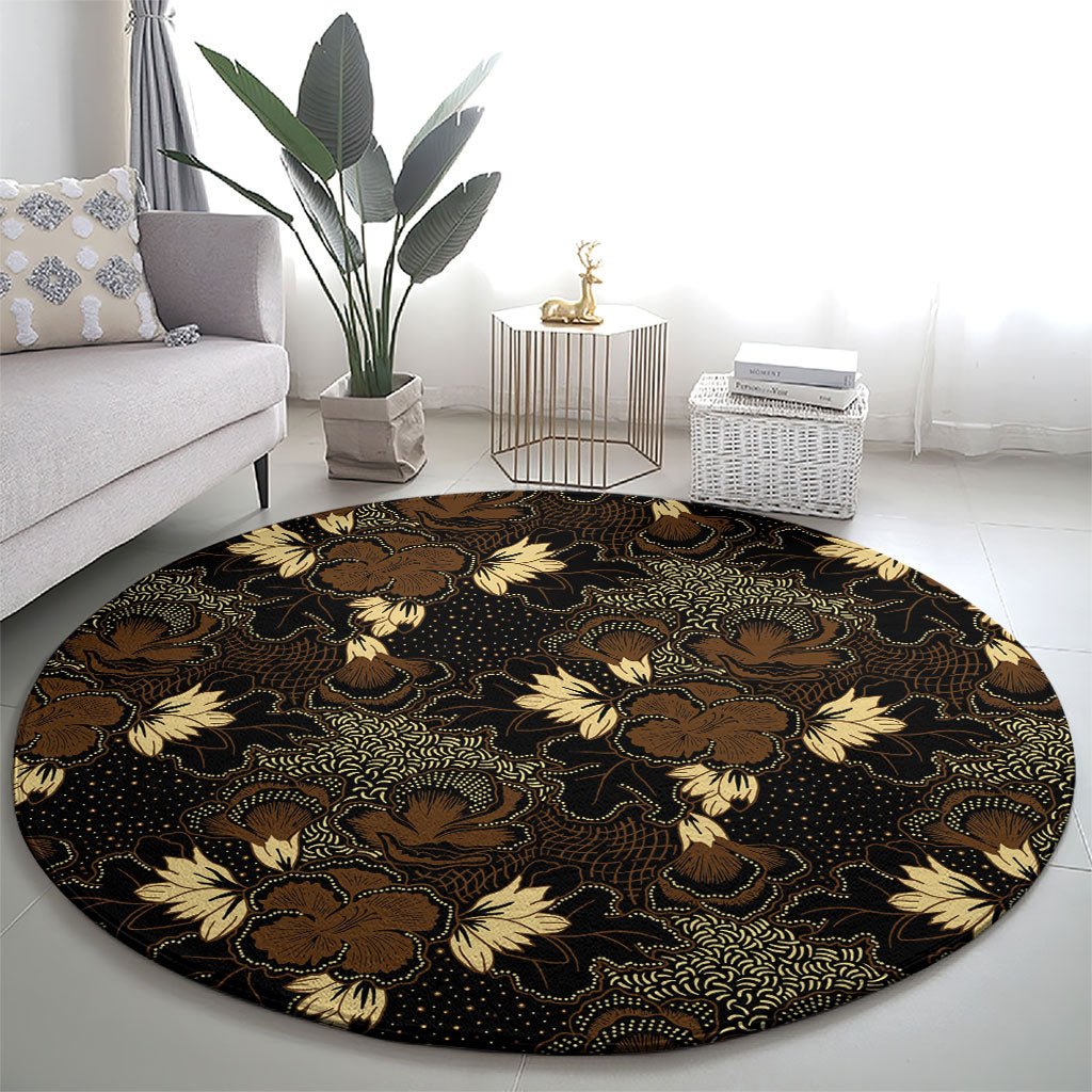 Javanese Batik Semen Round Carpet Indonesian Traditional Pattern LT01 - Polynesian Pride