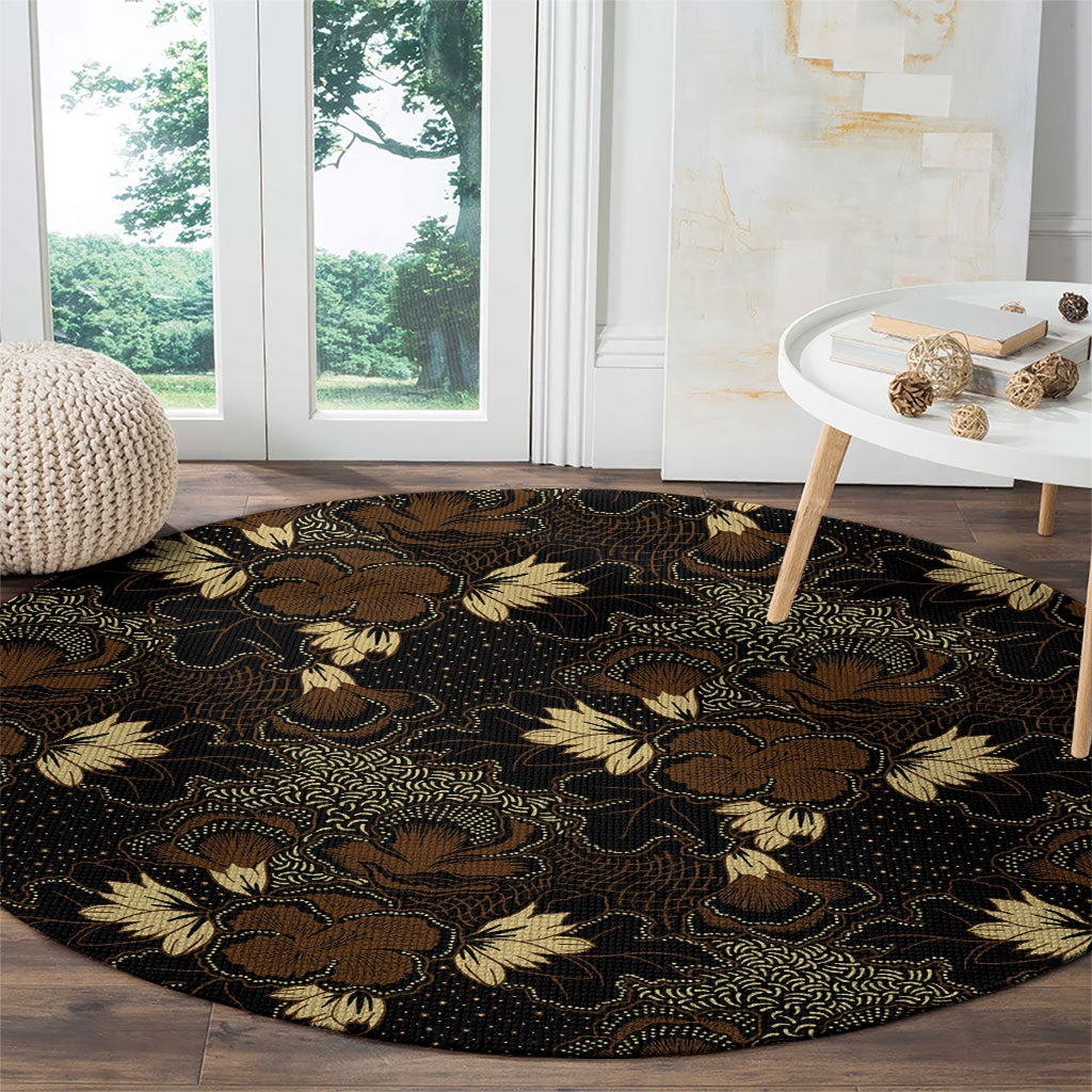 Javanese Batik Semen Round Carpet Indonesian Traditional Pattern LT01 - Polynesian Pride