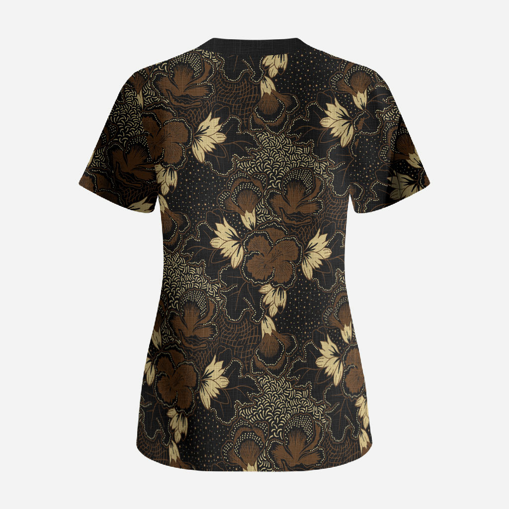 Javanese Batik Semen Scrub Top Indonesian Traditional Pattern LT01 - Polynesian Pride