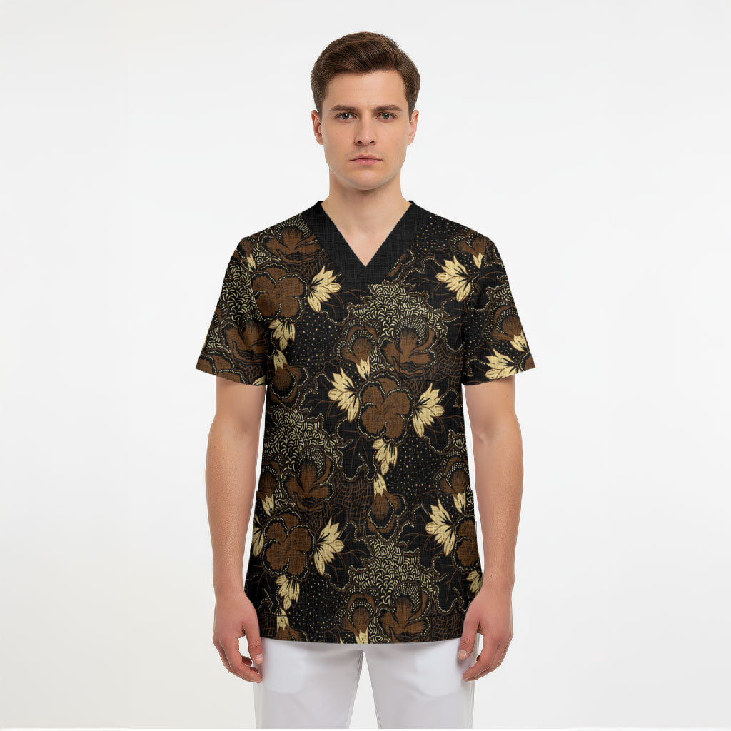 Javanese Batik Semen Scrub Top Indonesian Traditional Pattern LT01 - Polynesian Pride