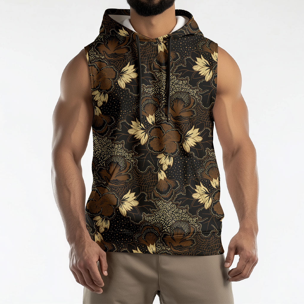 Javanese Batik Semen Sleeveless Hoodie Indonesian Traditional Pattern