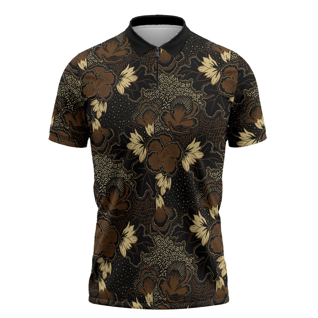 Javanese Batik Semen Zipper Polo Shirt Indonesian Traditional Pattern
