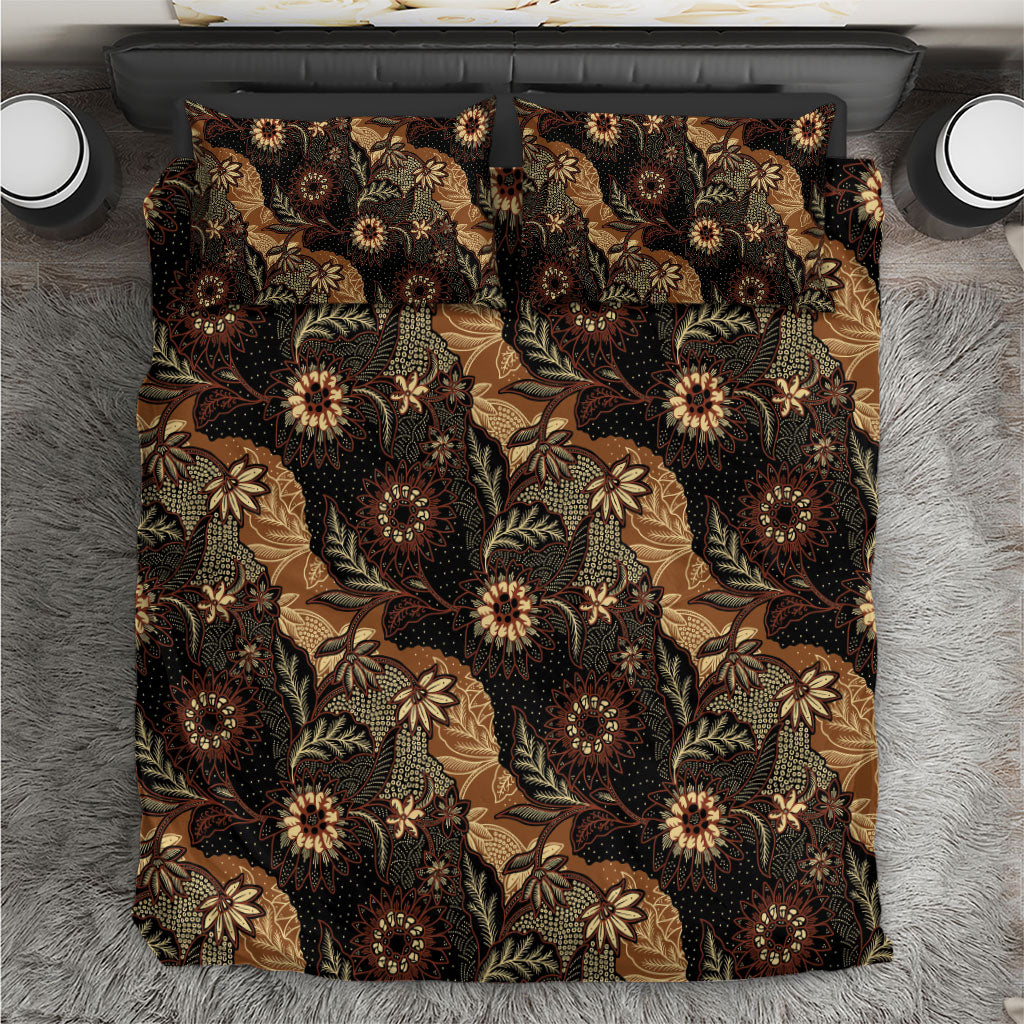 Batik Pedalaman Semen Lereng Style Bedding Set Indonesian Traditional Pattern LT01 Black - Polynesian Pride
