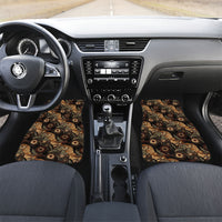 Batik Pedalaman Semen Lereng Style Car Mats Indonesian Traditional Pattern LT01 Set 2pcs - Front Black - Polynesian Pride