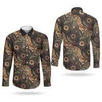 Batik Pedalaman Semen Lereng Style Couples Matching Tank Maxi Dress and Long Sleeve Button Shirt Indonesian Traditional Pattern LT01 - Polynesian Pride