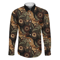 Batik Pedalaman Semen Lereng Style Family Matching Long Sleeve Bodycon Dress and Hawaiian Shirt Indonesian Traditional Pattern LT01 Dad's Shirt - Long Sleeve Black - Polynesian Pride