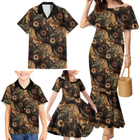 Batik Pedalaman Semen Lereng Style Family Matching Mermaid Dress and Hawaiian Shirt Indonesian Traditional Pattern LT01 - Polynesian Pride