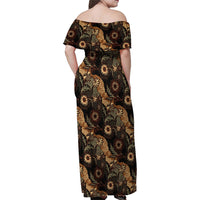 Batik Pedalaman Semen Lereng Style Family Matching Off Shoulder Maxi Dress and Hawaiian Shirt Indonesian Traditional Pattern LT01 - Polynesian Pride
