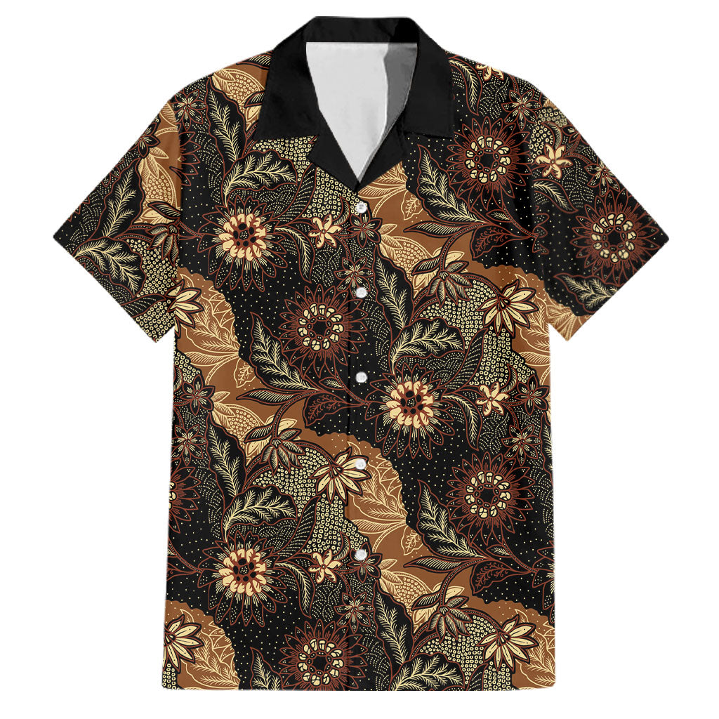 Batik Pedalaman Semen Lereng Style Family Matching Summer Maxi Dress and Hawaiian Shirt Indonesian Traditional Pattern LT01 Dad's Shirt - Short Sleeve Black - Polynesian Pride