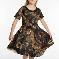 Batik Pedalaman Semen Lereng Style Kid Short Sleeve Dress Indonesian Traditional Pattern LT01 - Polynesian Pride