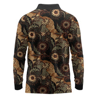 Batik Pedalaman Semen Lereng Style Long Sleeve Polo Shirt Indonesian Traditional Pattern LT01 - Polynesian Pride