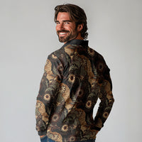 Batik Pedalaman Semen Lereng Style Long Sleeve Polo Shirt Indonesian Traditional Pattern LT01 - Polynesian Pride