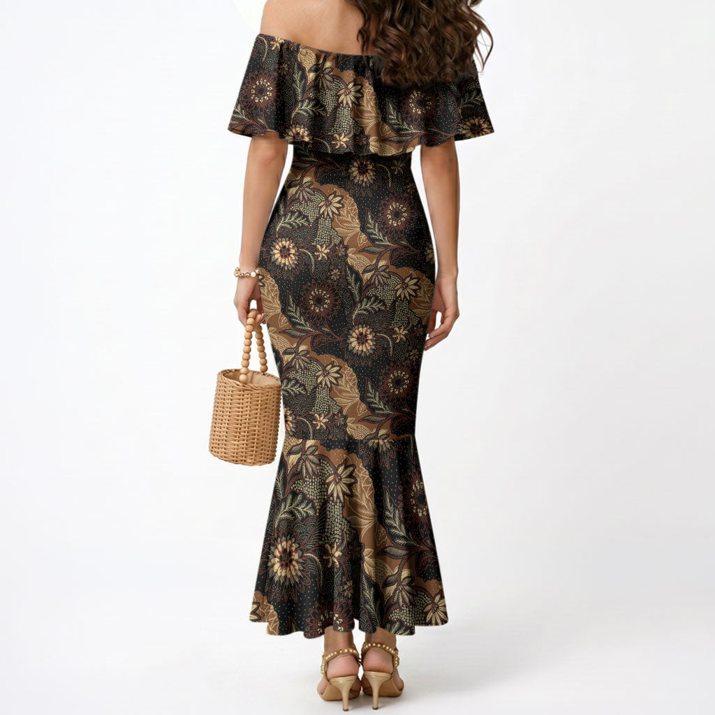 Batik Pedalaman Semen Lereng Style Mermaid Dress Indonesian Traditional Pattern LT01 - Polynesian Pride