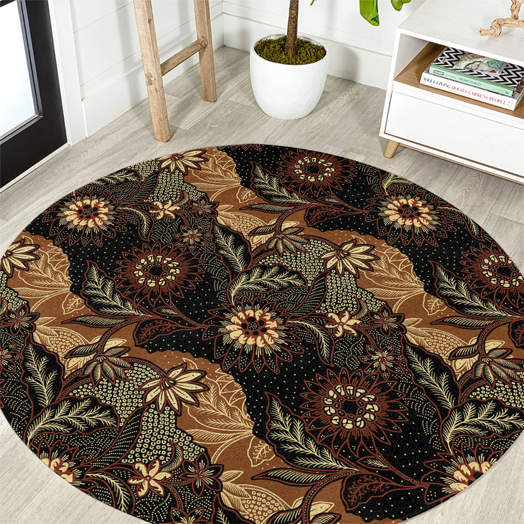 Batik Pedalaman Semen Lereng Style Round Carpet Indonesian Traditional Pattern