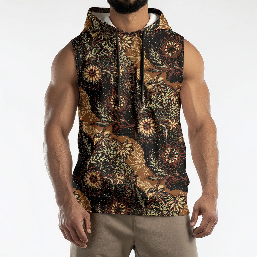 Batik Pedalaman Semen Lereng Style Sleeveless Hoodie Indonesian Traditional Pattern LT01 - Polynesian Pride
