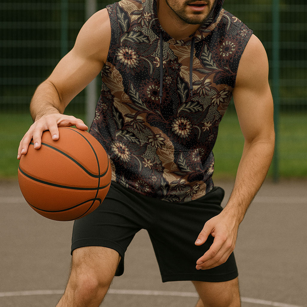 Batik Pedalaman Semen Lereng Style Sleeveless Hoodie Indonesian Traditional Pattern LT01 - Polynesian Pride