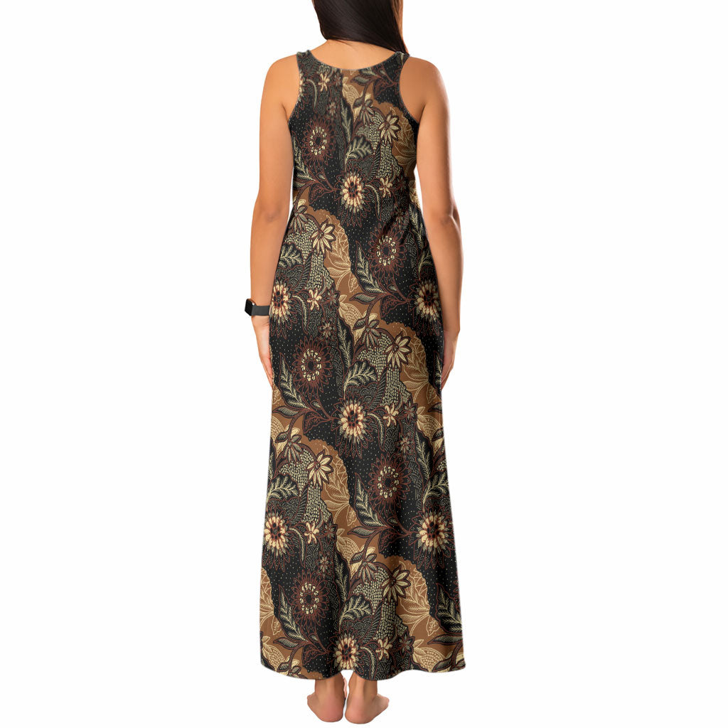 Batik Pedalaman Semen Lereng Style Tank Maxi Dress Indonesian Traditional Pattern LT01 - Polynesian Pride