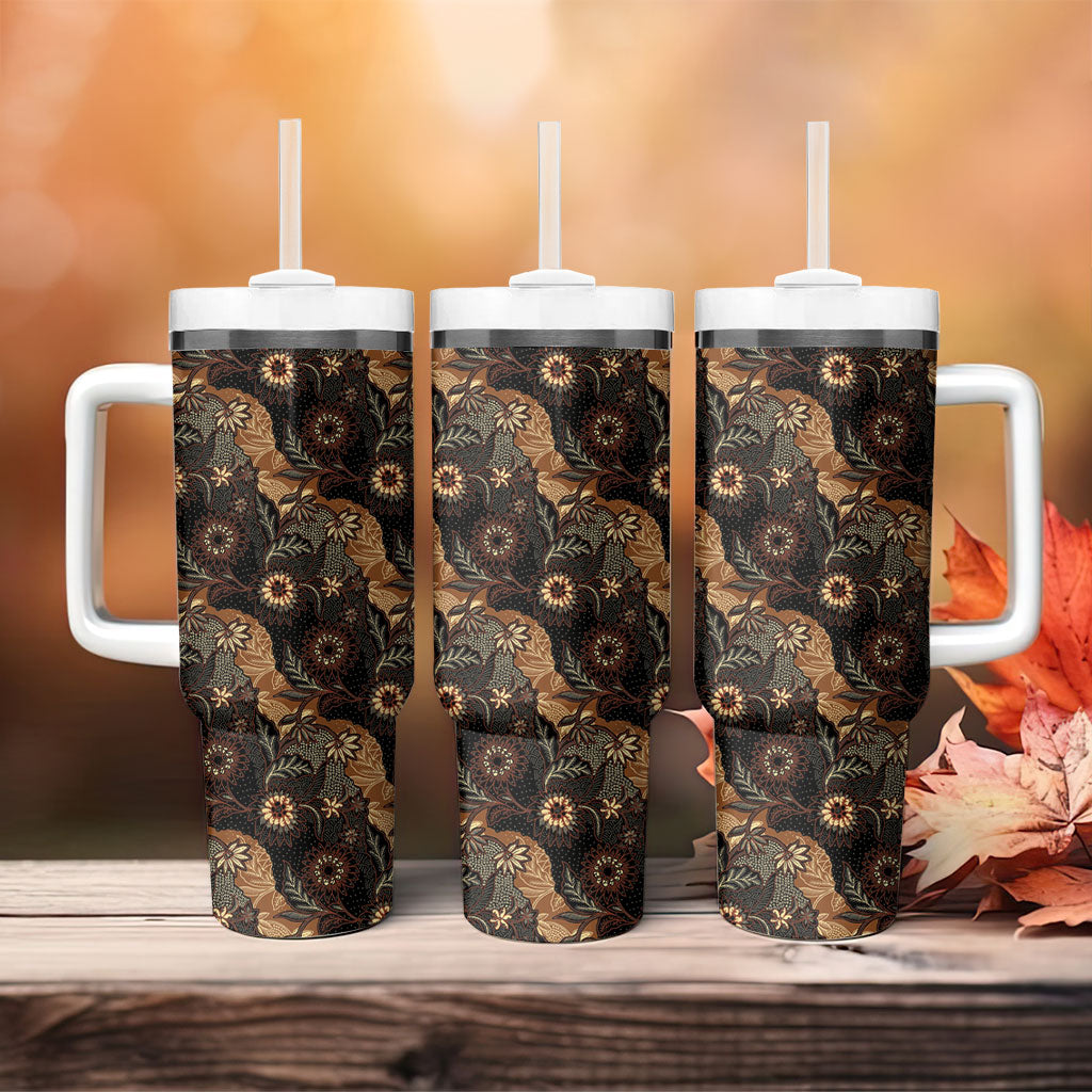 Batik Pedalaman Semen Lereng Style Tumbler With Handle Indonesian Traditional Pattern