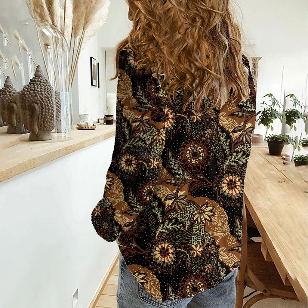 Batik Pedalaman Semen Lereng Style Women Casual Shirt Indonesian Traditional Pattern