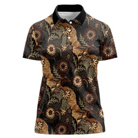 Batik Pedalaman Semen Lereng Style Women Polo Shirt Indonesian Traditional Pattern LT01 Female Black - Polynesian Pride