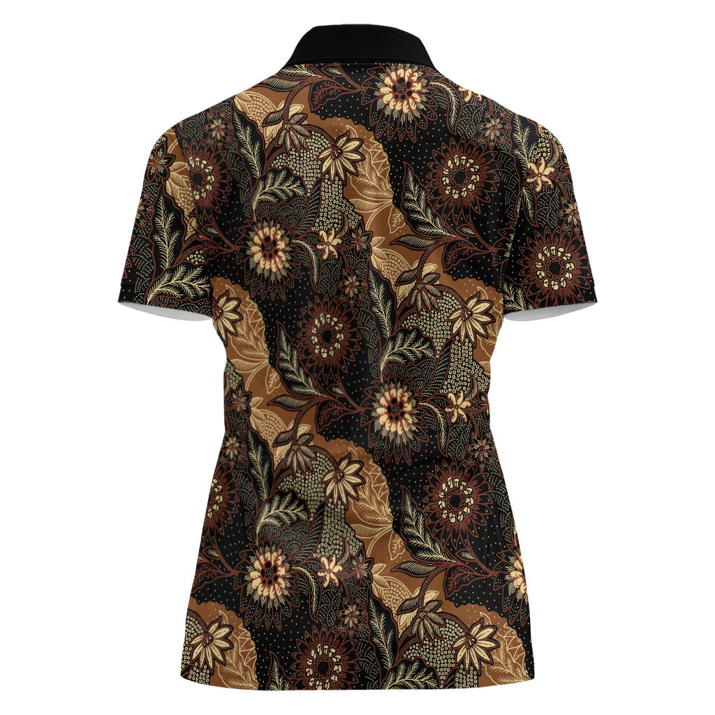 Batik Pedalaman Semen Lereng Style Women Polo Shirt Indonesian Traditional Pattern LT01 - Polynesian Pride