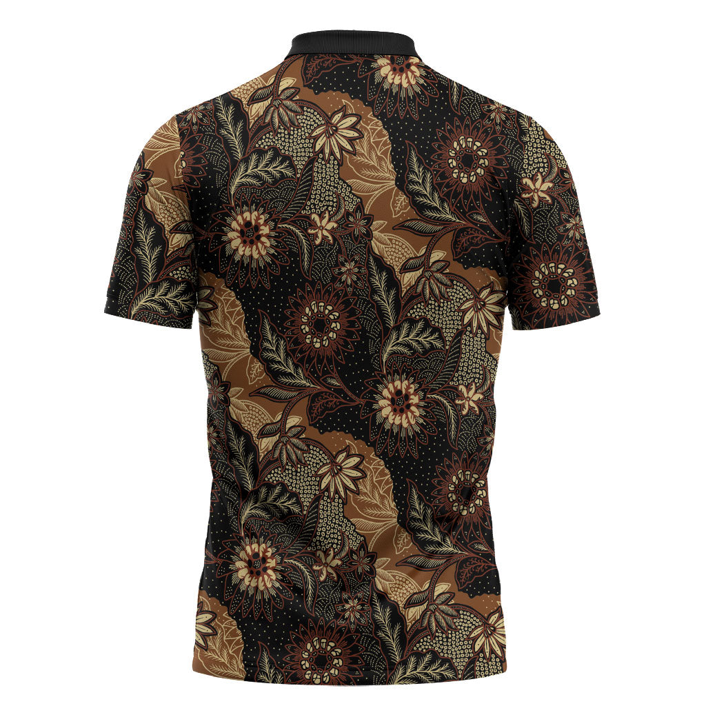 Batik Pedalaman Semen Lereng Style Zipper Polo Shirt Indonesian Traditional Pattern LT01 - Polynesian Pride
