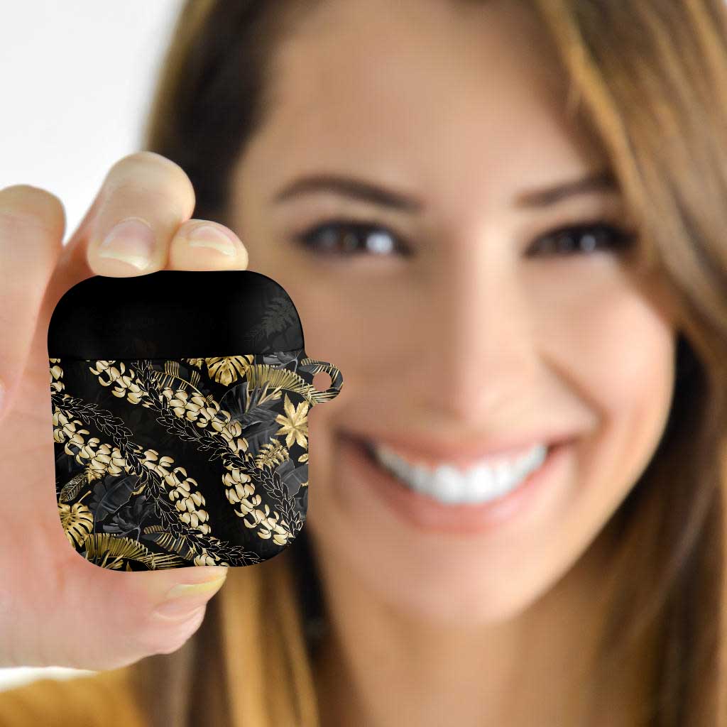 Gold Tropical Leaves Hawaii Mikioi Lei AirPods Case Luxury Stylized - Polynesian Pride