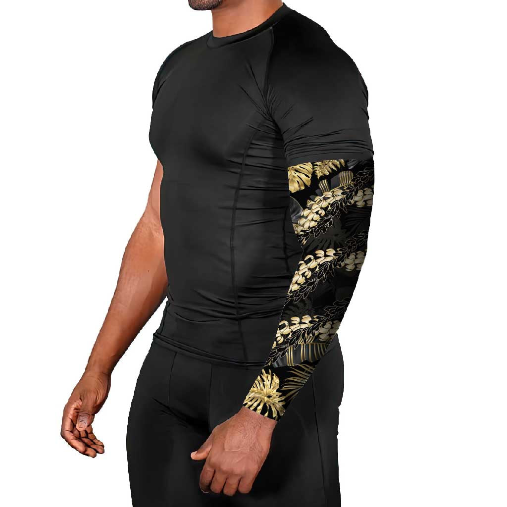 Gold Tropical Leaves Hawaii Mikioi Lei Arm Sleeves Luxury Stylized - Polynesian Pride