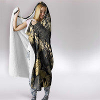 Gold Tropical Leaves Hawaii Mikioi Lei Hooded Blanket Luxury Stylized - Polynesian Pride