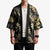 Gold Tropical Leaves Hawaii Mikioi Lei Kimono Luxury Stylized - Polynesian Pride
