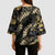Gold Tropical Leaves Hawaii Mikioi Lei Kimono Sleeve Blouse Luxury Stylized - Polynesian Pride