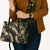 Gold Tropical Leaves Hawaii Mikioi Lei Leather Bag Luxury Stylized - Polynesian Pride