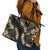 Gold Tropical Leaves Hawaii Mikioi Lei Leather Tote Bag Luxury Stylized - Polynesian Pride