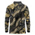 Gold Tropical Leaves Hawaii Mikioi Lei Long Sleeve Polo Shirt Luxury Stylized - Polynesian Pride