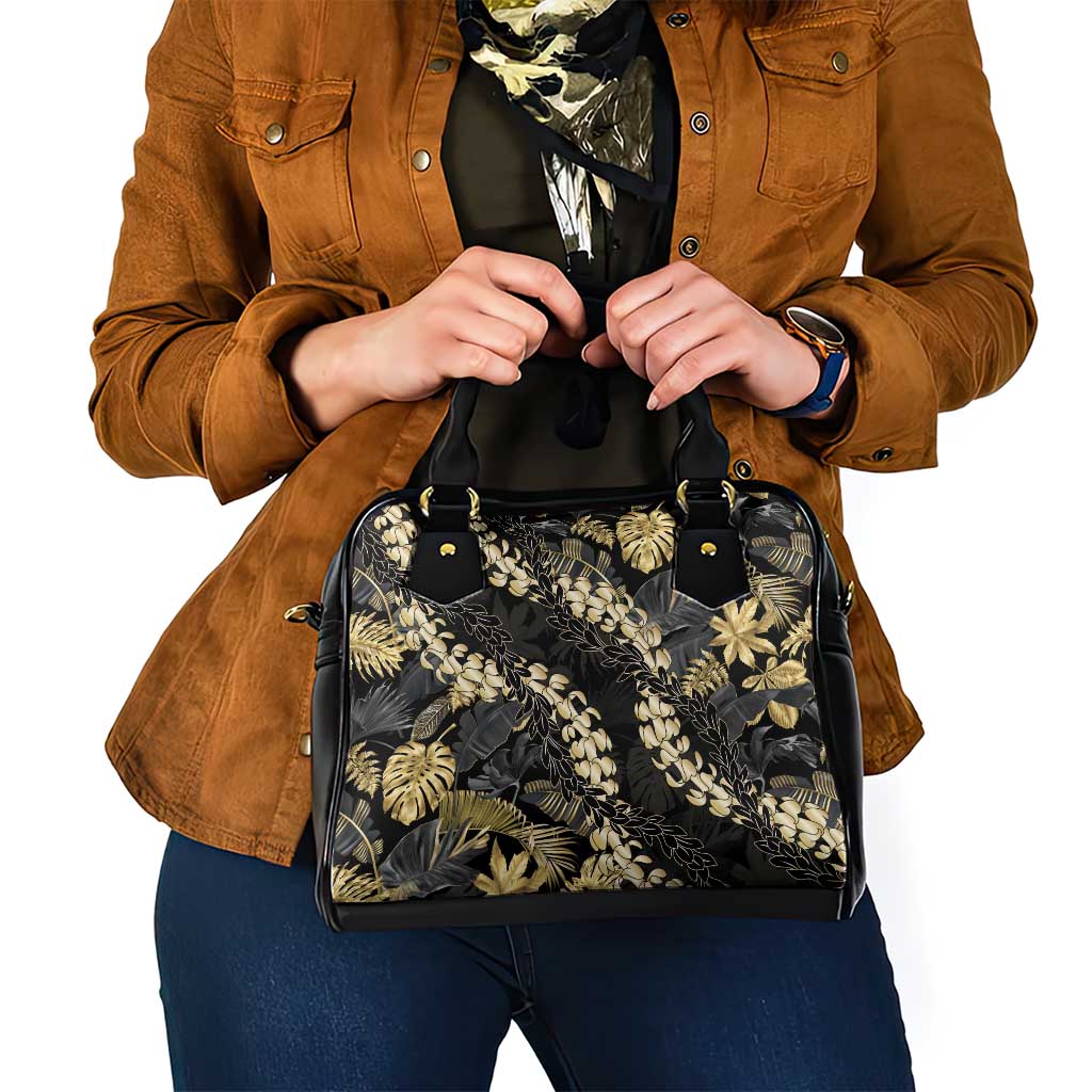 Gold Tropical Leaves Hawaii Mikioi Lei Shoulder Handbag Luxury Stylized - Polynesian Pride