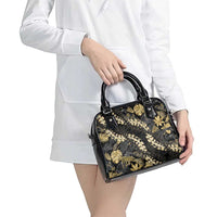 Gold Tropical Leaves Hawaii Mikioi Lei Shoulder Handbag Luxury Stylized - Polynesian Pride