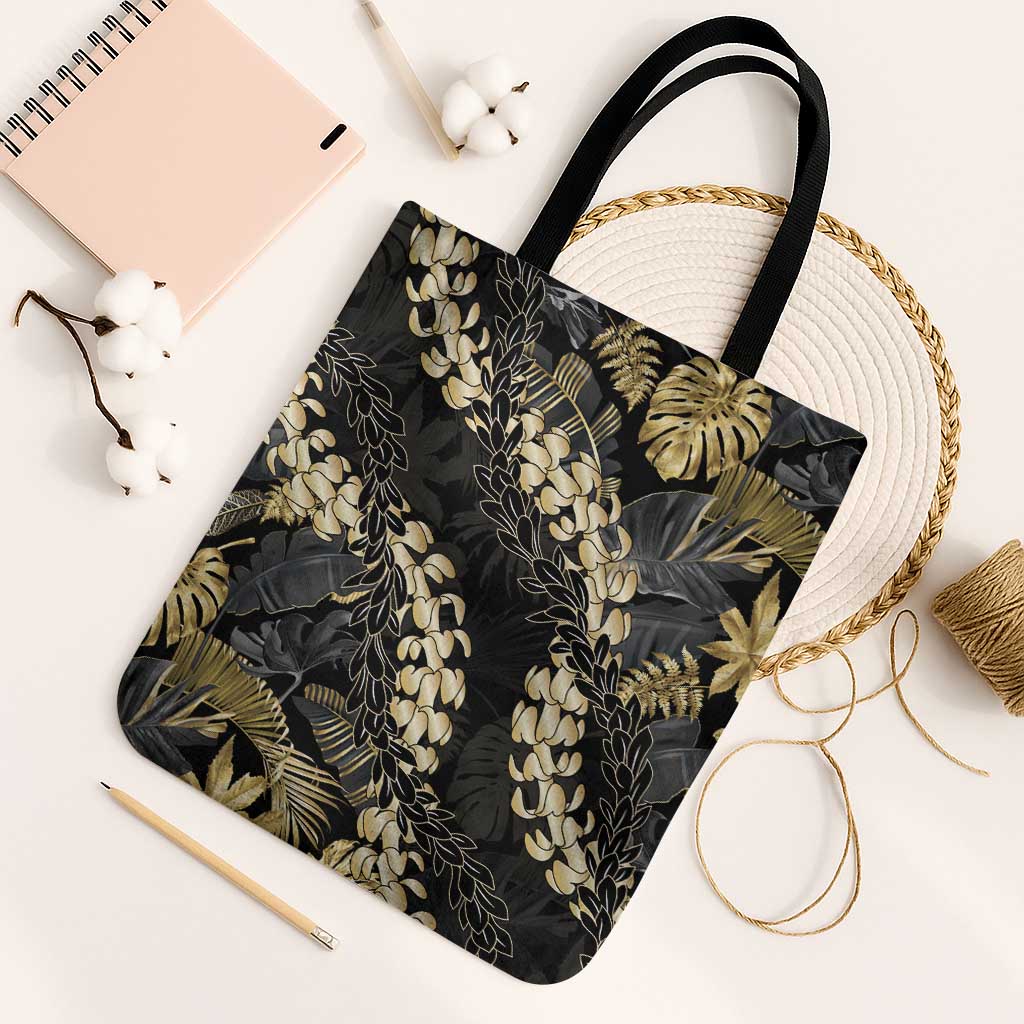 Gold Tropical Leaves Hawaii Mikioi Lei Tote Bag Luxury Stylized - Polynesian Pride