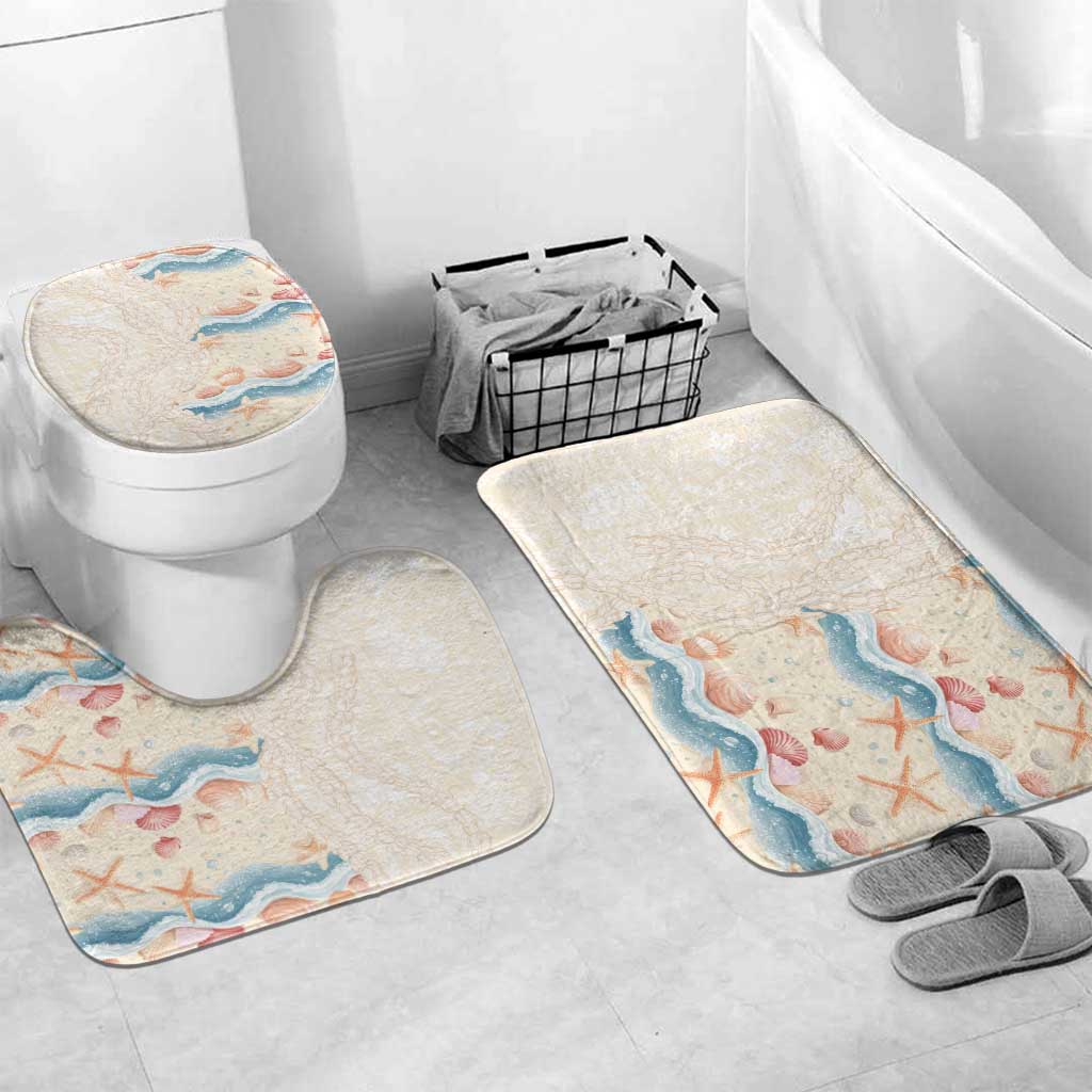 Beige Hawaii Lei Seashells Starfish Bathroom Set Sandy Sylized - Polynesian Pride