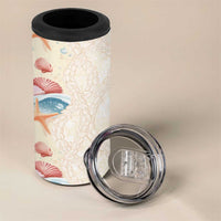 Beige Hawaii Lei Seashells Starfish 4 in 1 Can Cooler Tumbler Sandy Sylized LT01 - Polynesian Pride