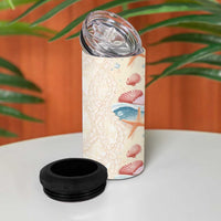 Beige Hawaii Lei Seashells Starfish 4 in 1 Can Cooler Tumbler Sandy Sylized LT01 - Polynesian Pride