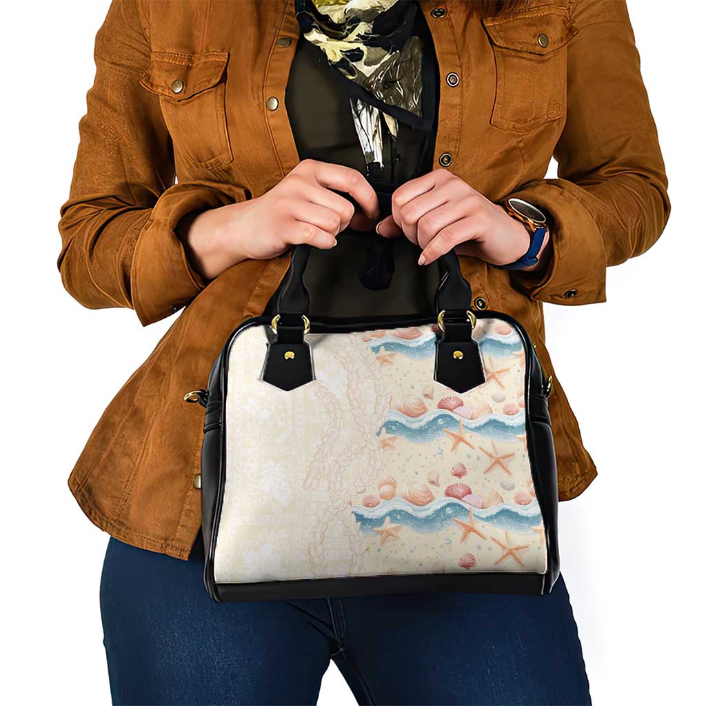 Beige Hawaii Lei Seashells Starfish Shoulder Handbag Sandy Sylized - Polynesian Pride