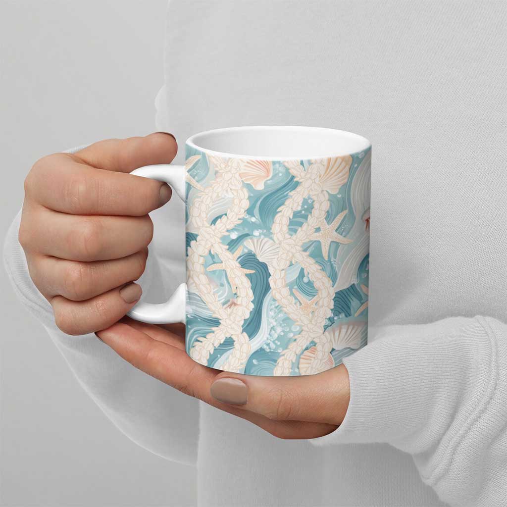 Hawaii Lei Seashells Starfish Ceramic Mug Fresh Summer Vibe - Polynesian Pride