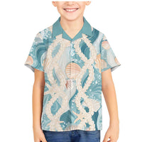 Hawaii Lei Seashells Starfish Family Matching Mermaid Dress and Hawaiian Shirt Fresh Summer Vibe LT01 Son's Shirt Blue - Polynesian Pride