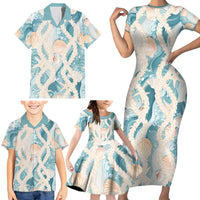 Hawaii Lei Seashells Starfish Family Matching Short Sleeve Bodycon Dress and Hawaiian Shirt Fresh Summer Vibe LT01 - Polynesian Pride