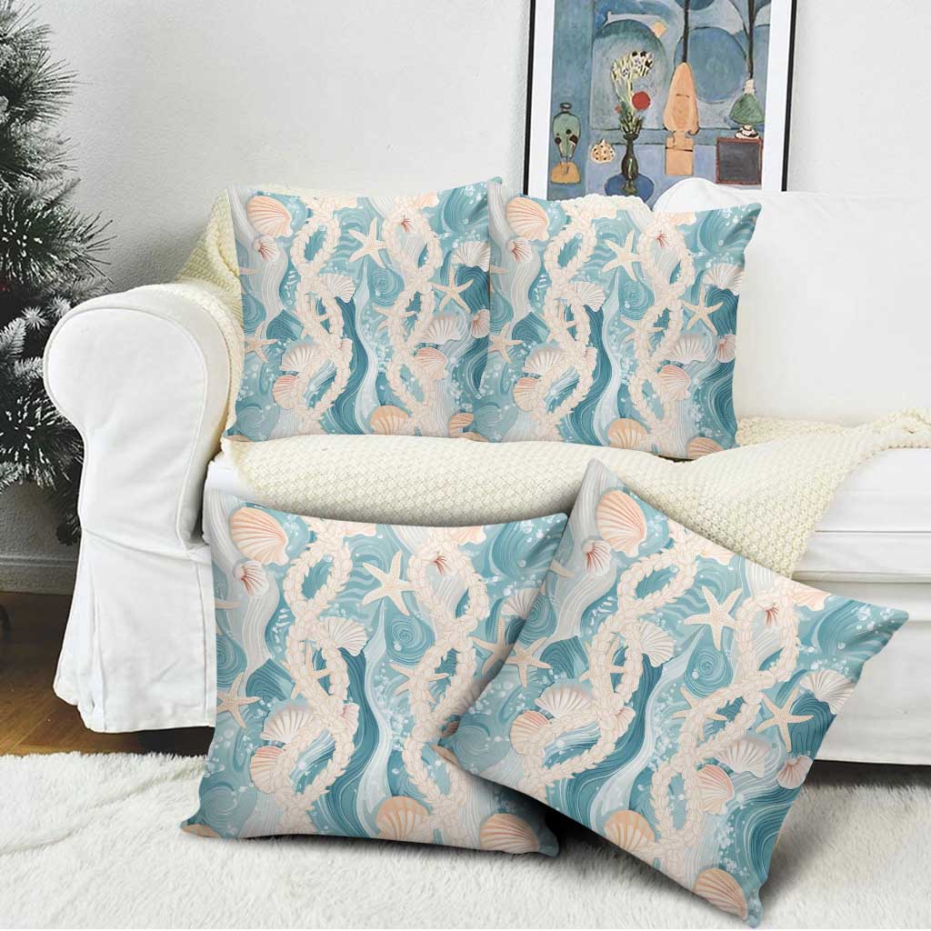 Hawaii Lei Seashells Starfish Pillow Cover Fresh Summer Vibe - Polynesian Pride