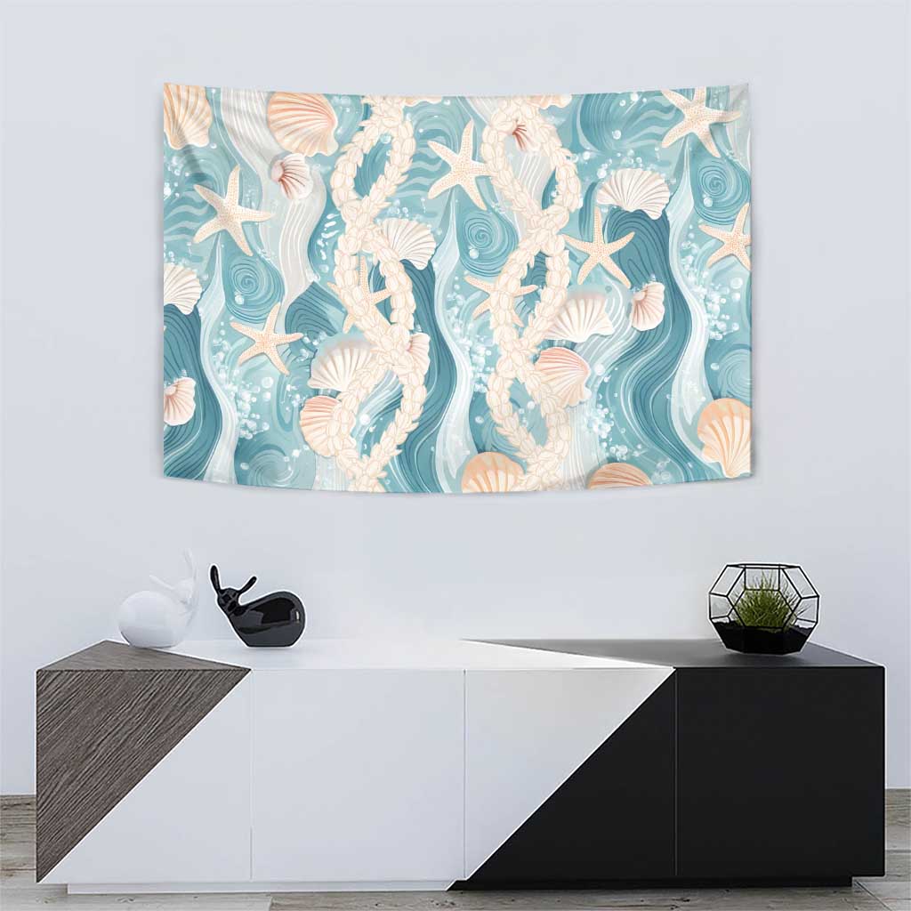 Hawaii Lei Seashells Starfish Tapestry Fresh Summer Vibe - Polynesian Pride