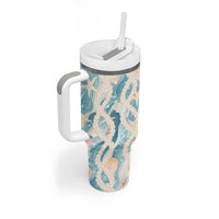 Hawaii Lei Seashells Starfish Tumbler With Handle Fresh Summer Vibe - Polynesian Pride