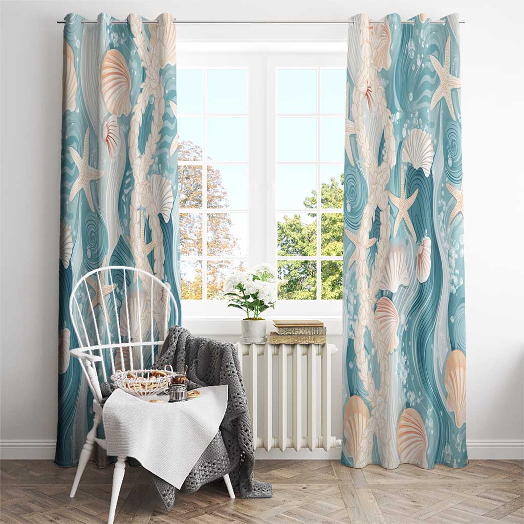Hawaii Lei Seashells Starfish Window Curtain Fresh Summer Vibe - Polynesian Pride