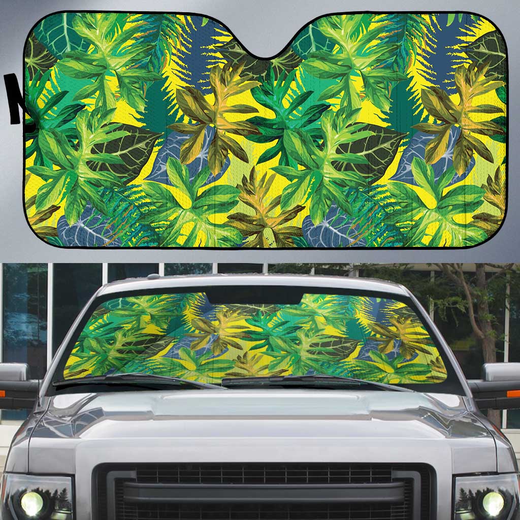Hawaii Summer Tropical Leaves Auto Sun Shade LT01 Yellow - Polynesian Pride